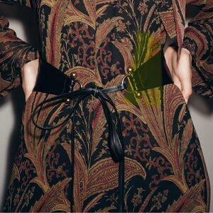 Zara Leather Obi Belt with Metal Buckle